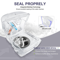 EvoClean water chamber connection with hose demonstrates easy nightly attachment.