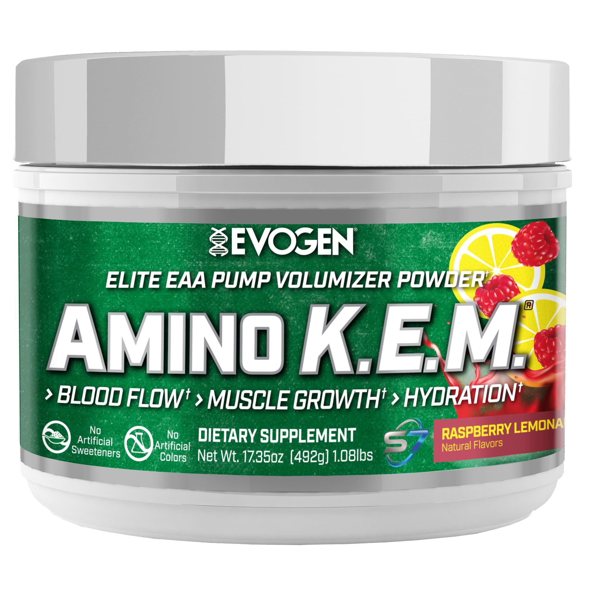 Evogen Amino K.E.M. bottle pour showcases a refreshing pre-workout hydration boost.