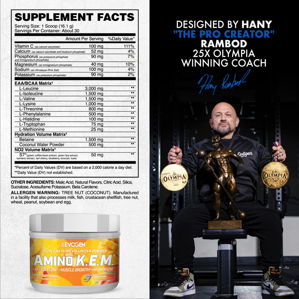 Evogen Amino K.E.M. glass and mixer ready for pre-workout fueling
