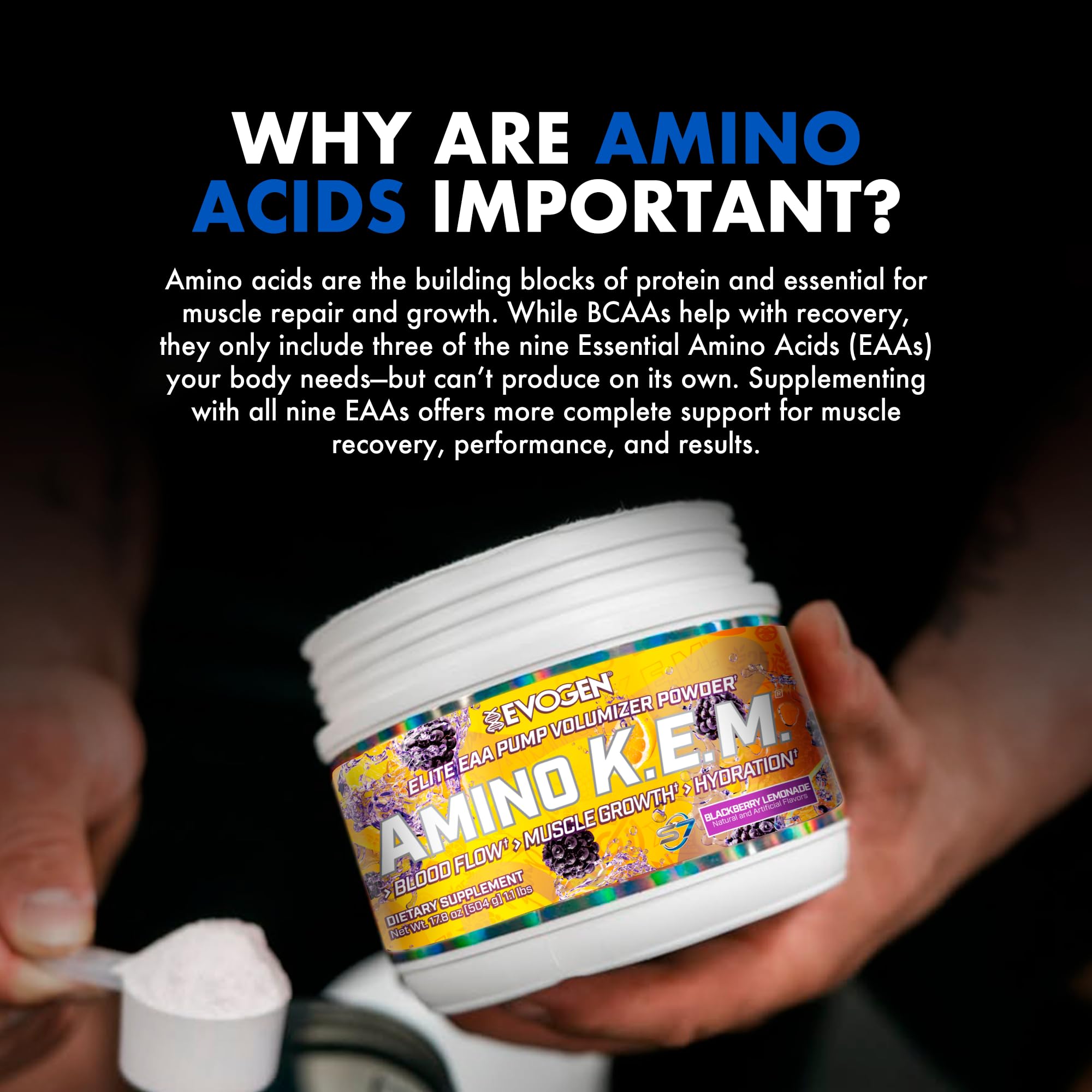 Evogen Amino K.E.M. mixed drink absorbs quickly, supporting training sessions.