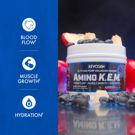 Evogen Amino K.E.M. scoop ready for precise training dosing.