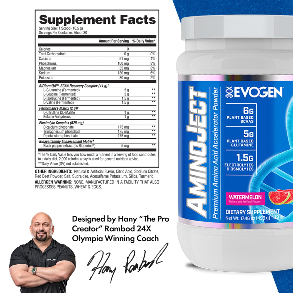Glass of watermelon AminoJect mix ready to hydrate during training sessions.