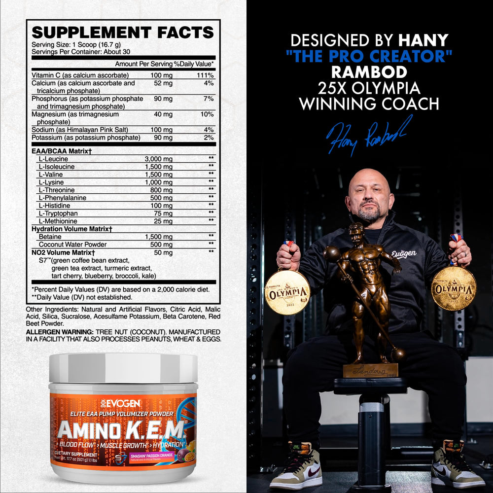 Close-up of Evogen Amino KEM powder texture hints at smooth mixability and full-spectrum EAAs.