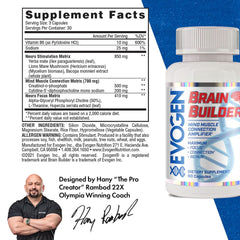 Close-up of Evogen Brain Builder capsules highlighting cognitive support blend.