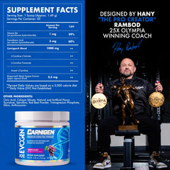 Evogen Carnigen bottle back label emphasizes BioPerine for enhanced absorption.