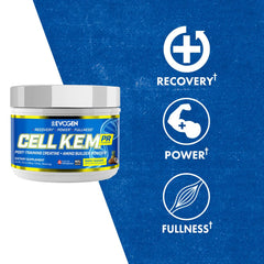 Evogen Cell K.E.M. PR V.2 ingredients chart shows creatine, BCAAs, EAAs