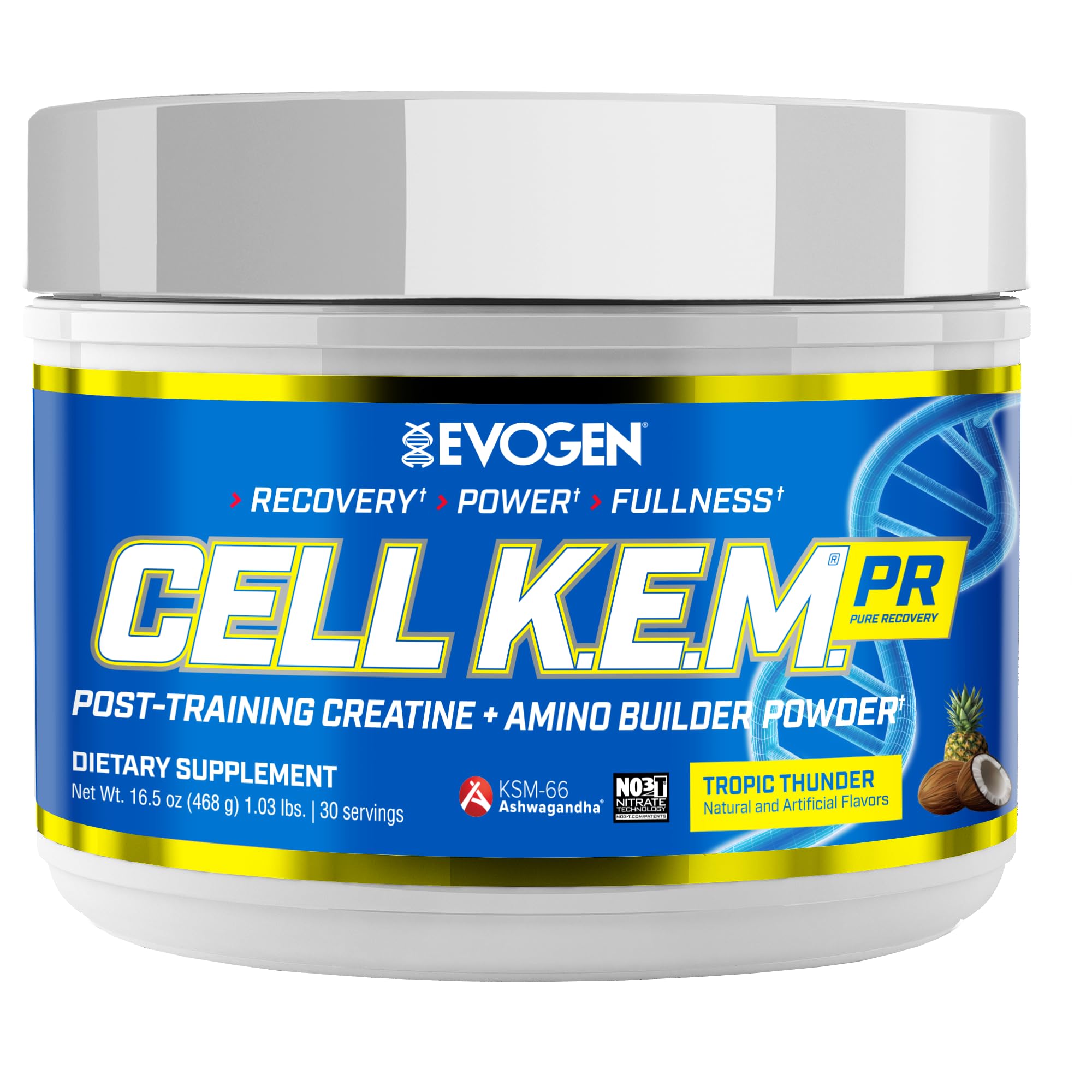 Evogen Cell K.E.M. PR V.2 Tropic Thunder bottle promotes post-workout recovery and fullness