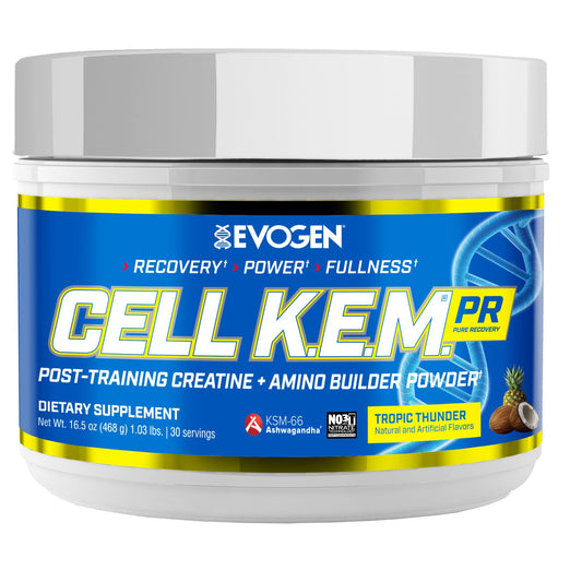 Evogen Cell K.E.M. PR V.2 Tropic Thunder bottle promotes post-workout recovery and fullness