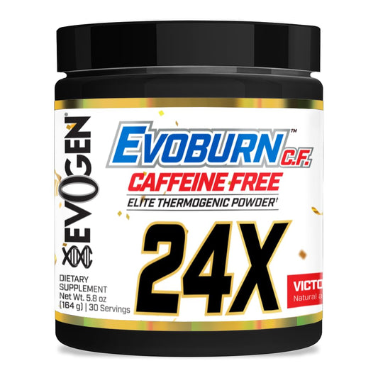 Evogen Evoburn Caffeine Free bottle showing sleek packaging for caffeine-free energy