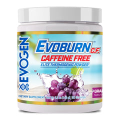 Evogen Evoburn caffeine-free grape blast bottle ready for workouts.