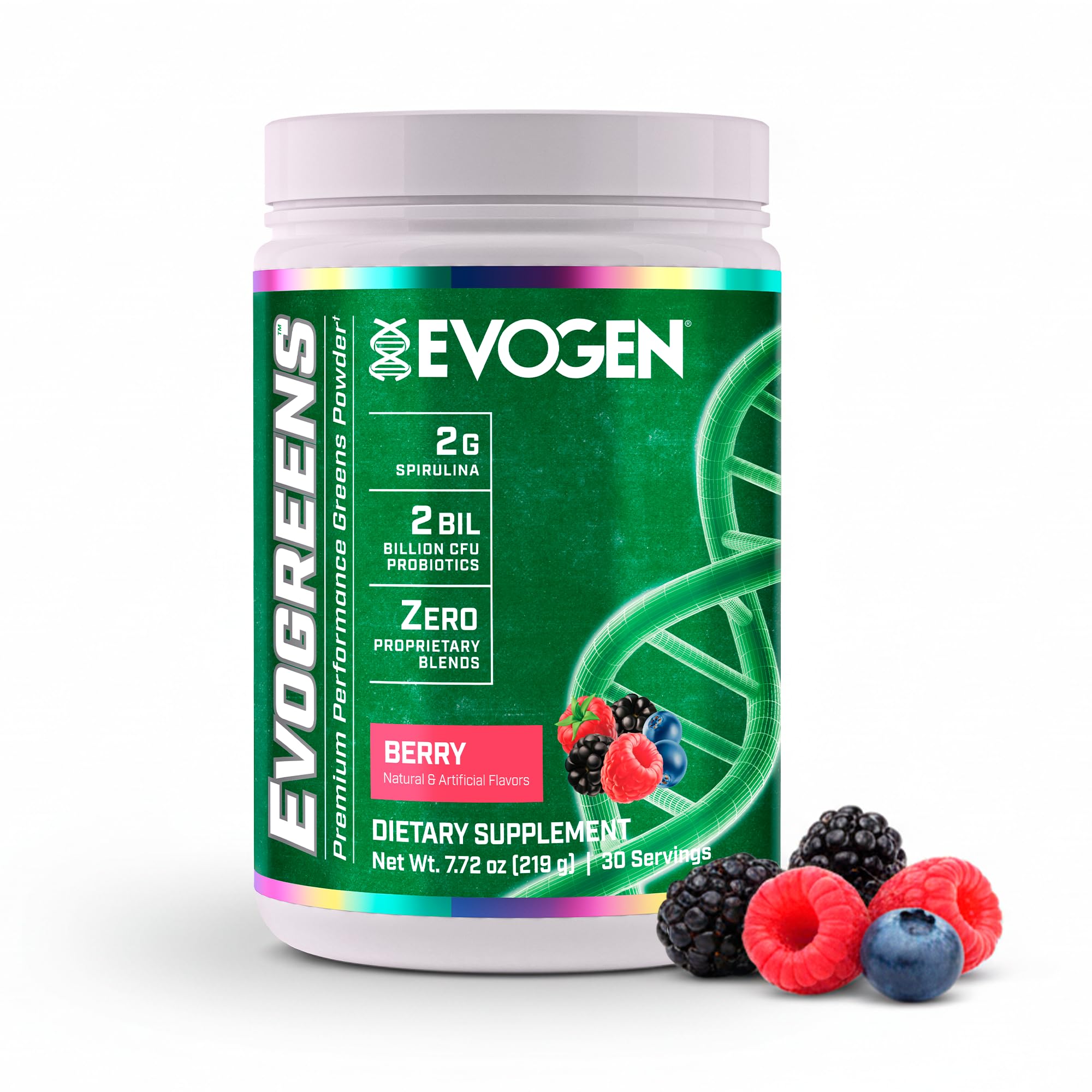 Evogen Evogreens berry bottle front for daily recovery support