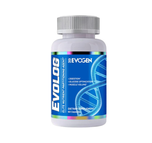 Evogen Evolog bottle label highlighting GDA formula for optimized carb utilization
