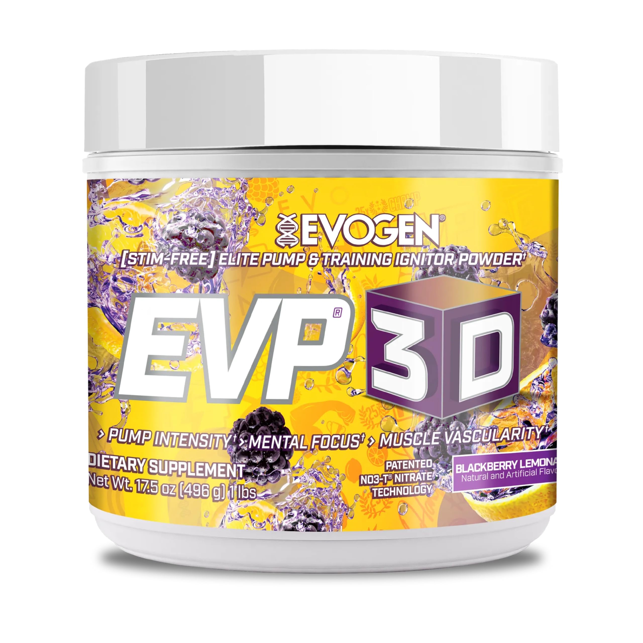 Evogen EVP-3D bottle pour in BlackBerry Lemonade flavor for a quick pre-workout boost
