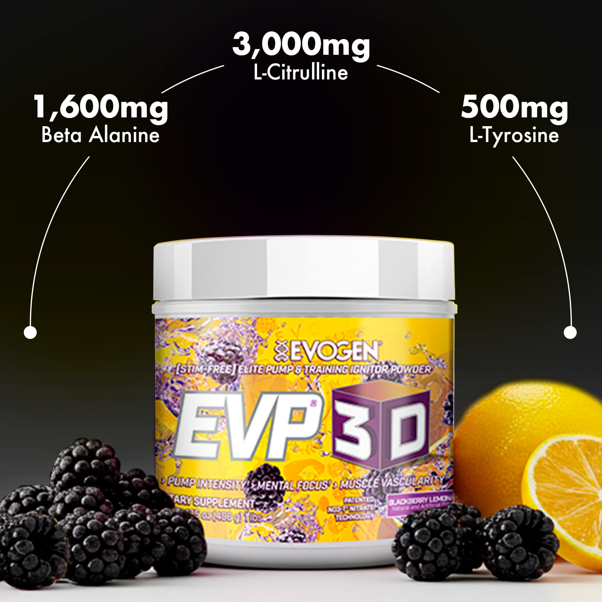 Evogen EVP-3D workout action shot highlights vascularity and focus potential