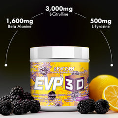 Evogen EVP-3D workout action shot highlights vascularity and focus potential