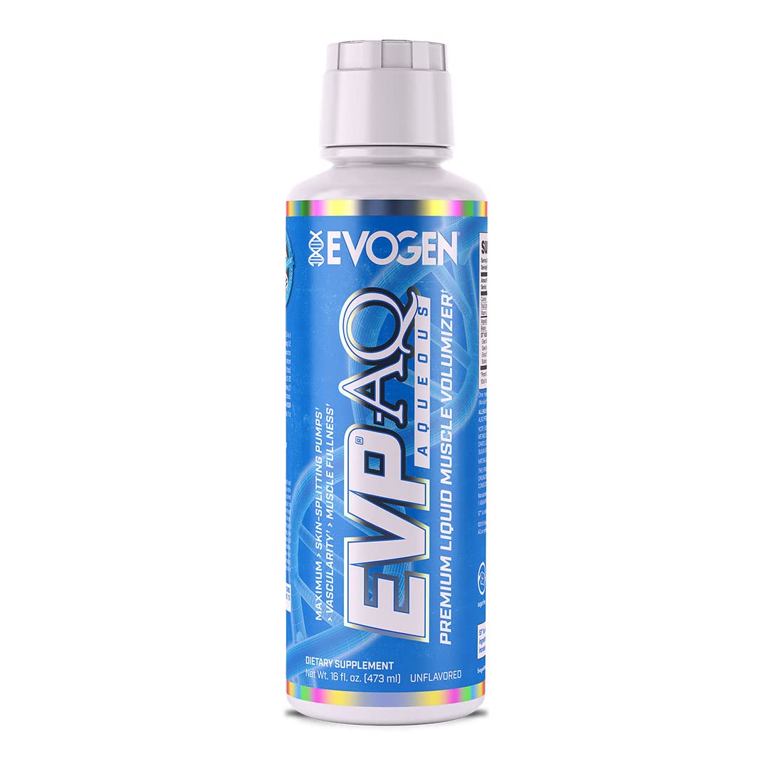 Evogen EVP AQ bottle front view, ideal for hydration and pumps during workouts.