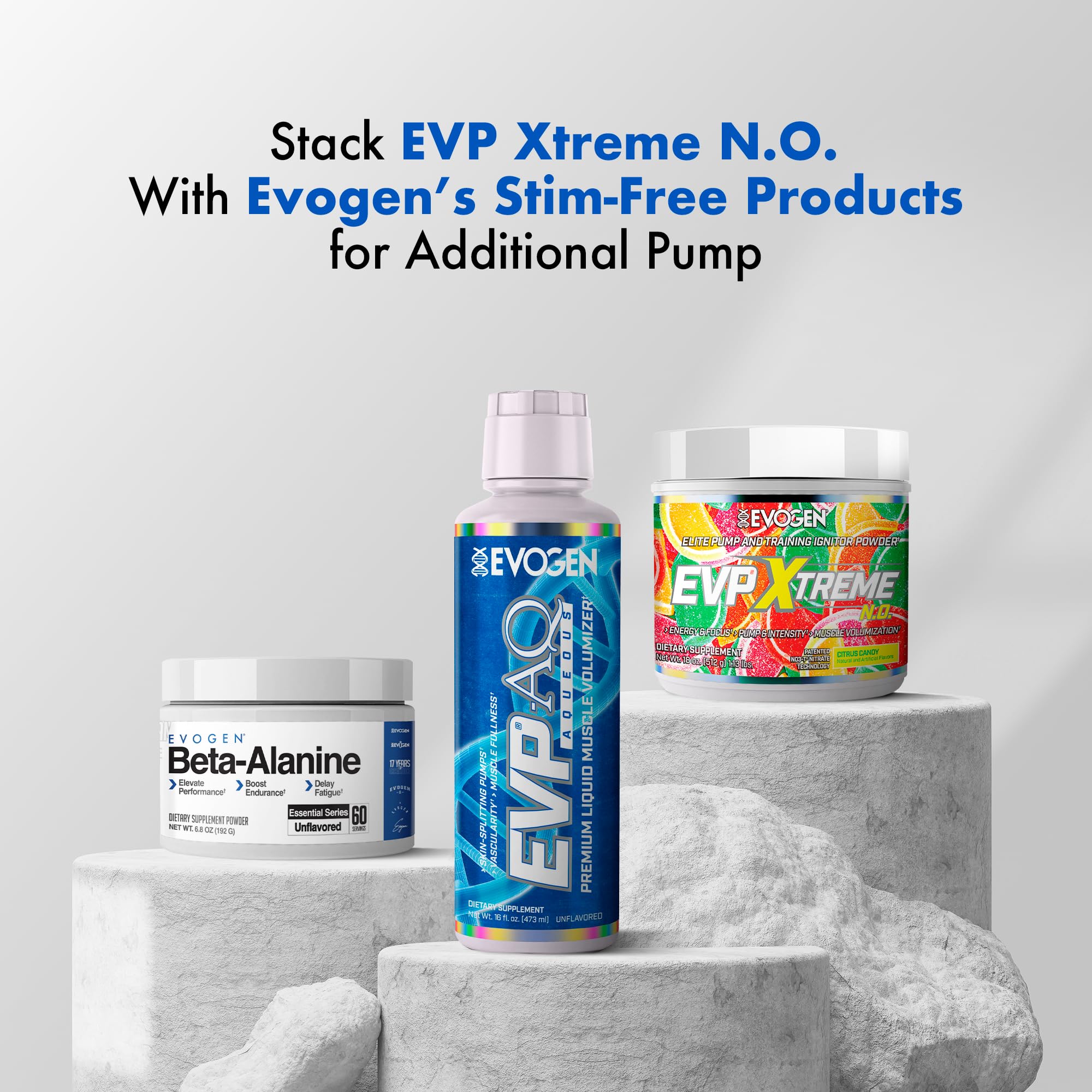 Evogen EVP Xtreme NO Citrus Candy flavor communicates a sugar-free profile.