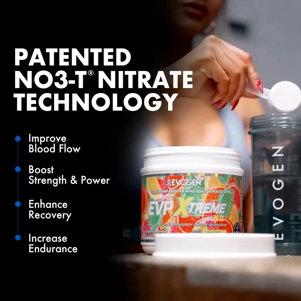 Evogen EVP Xtreme NO label highlights L-Citrulline for endurance support.