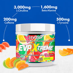 Evogen EVP Xtreme NO container features Lion's Mane for mental clarity during sessions.