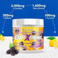 Caffeine-boosted Evogen EVP Xtreme NO powder for energized, focused workouts