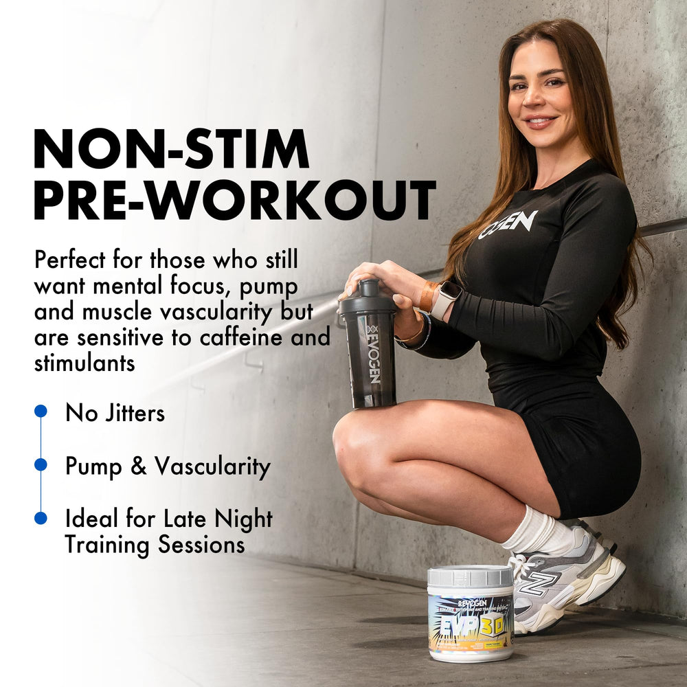 Evogen EVP 3D label close-up with NO3-T and creatine for pump-ready performance.