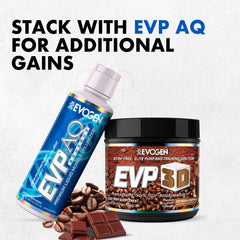 Prominent pump and focus concept for Evogen EVP 3D pre-workout.