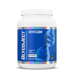 Evogen GlycoJect bottle front view showcasing fast-absorbing preworkout carbs.
