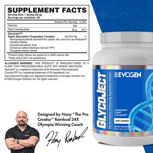 Evogen GlycoJect bottle being poured into liquid for quick mixing.