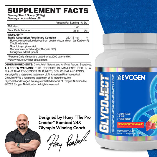 Evogen GlycoJect formula supporting endurance and recovery after workouts.