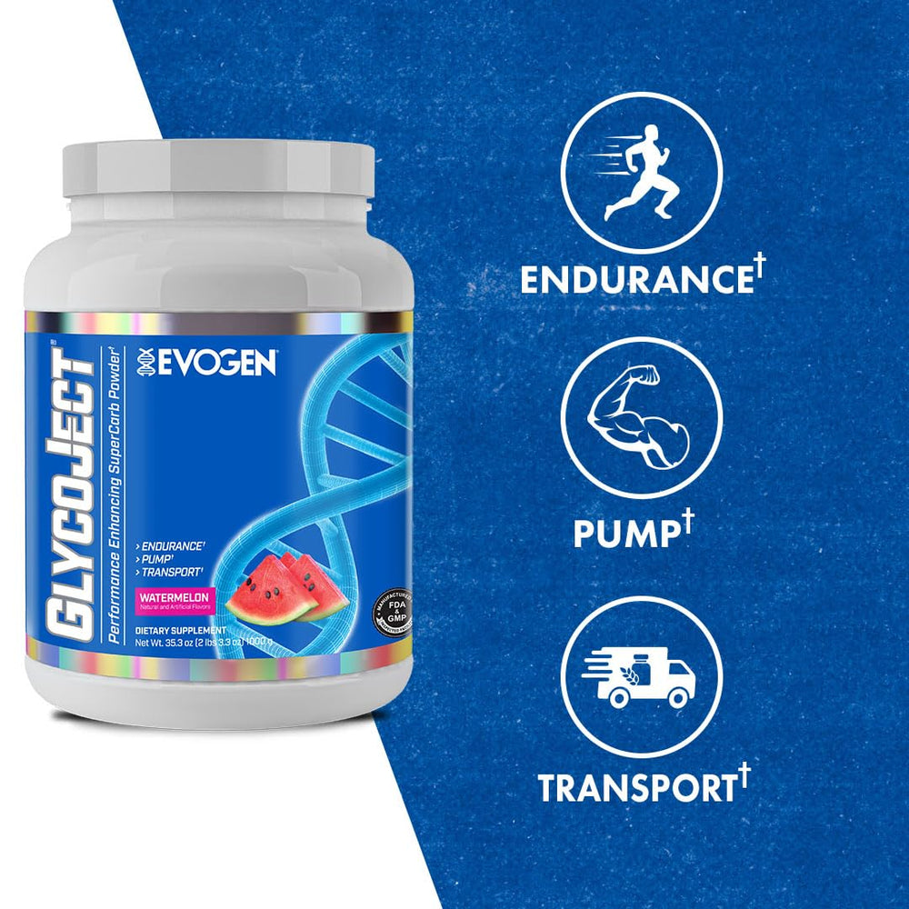 Evogen GlycoJect label showing Karbolyn based formula for fast absorption.