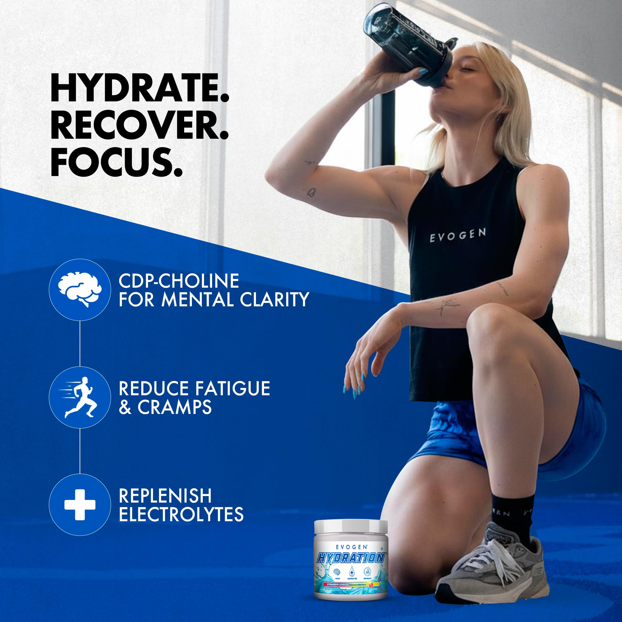Evogen Hydration label showing B vitamins for energy support