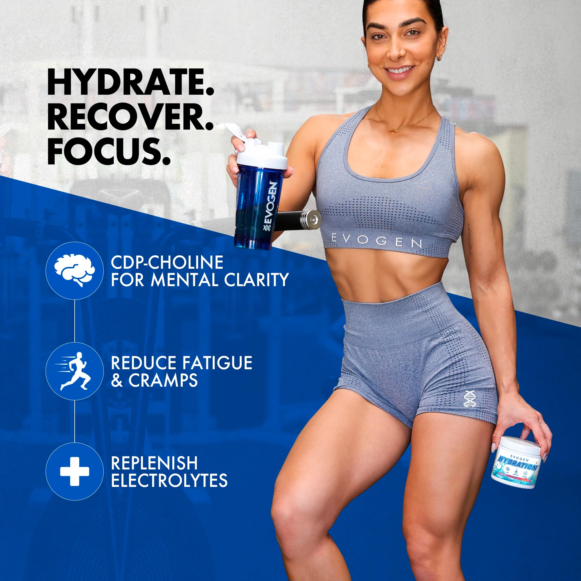Glass of water with watermelon flavored Evogen Hydration ready to drink
