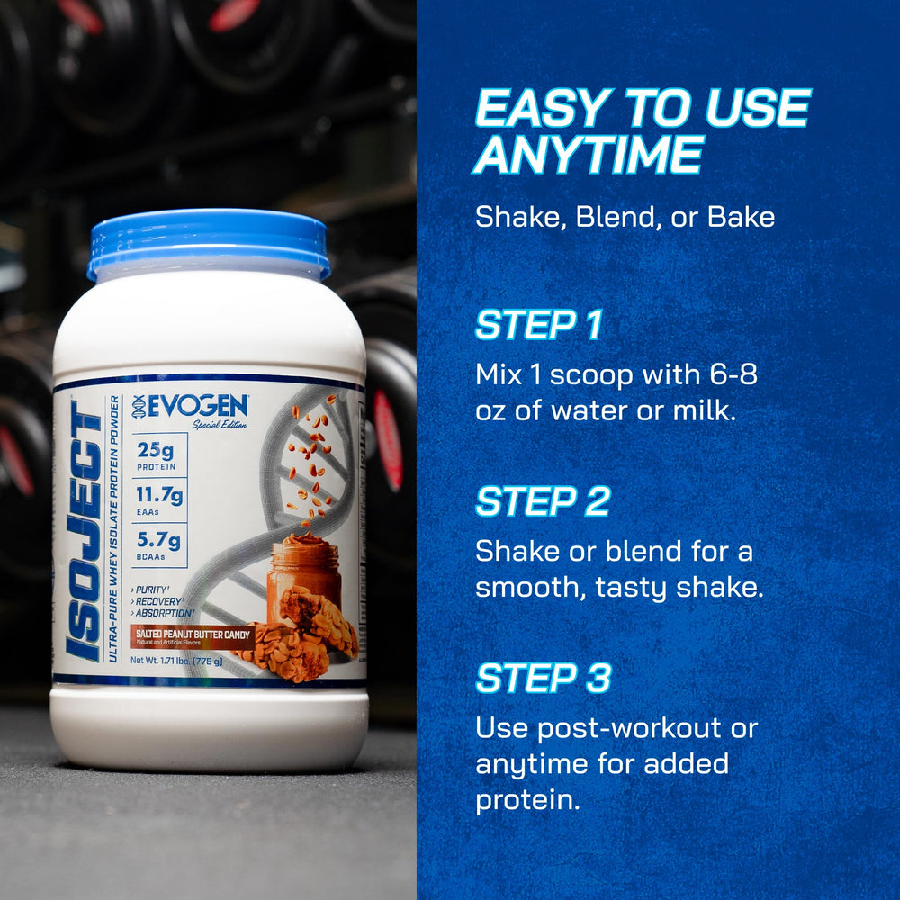 Evogen Isoject branding with Hany Rambod signals pro-level formulation.