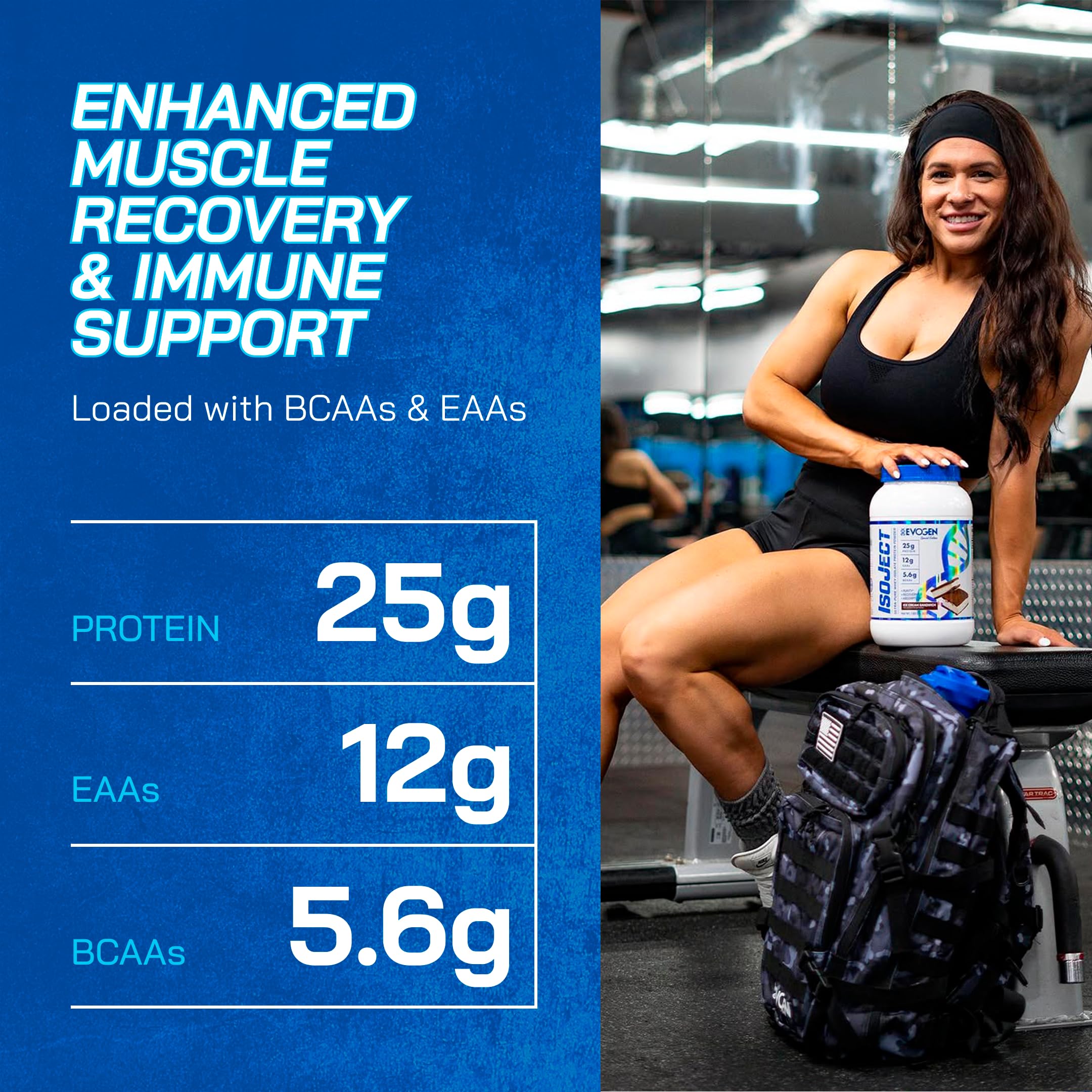Evogen Isoject clean nutrition packaging conveys no fillers and pure formula
