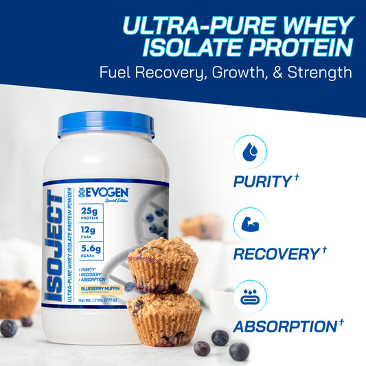 Isoject powder poured into a glass reveals smooth mixing for a post-workout shake.