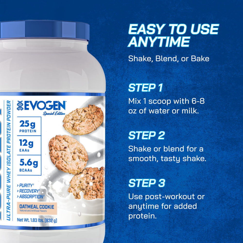 Evogen Isoject scoop and mix scene highlights convenient daily protein fueling.