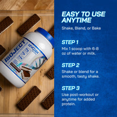 Evogen Isoject scoop beside prepared shake ready to fuel workouts