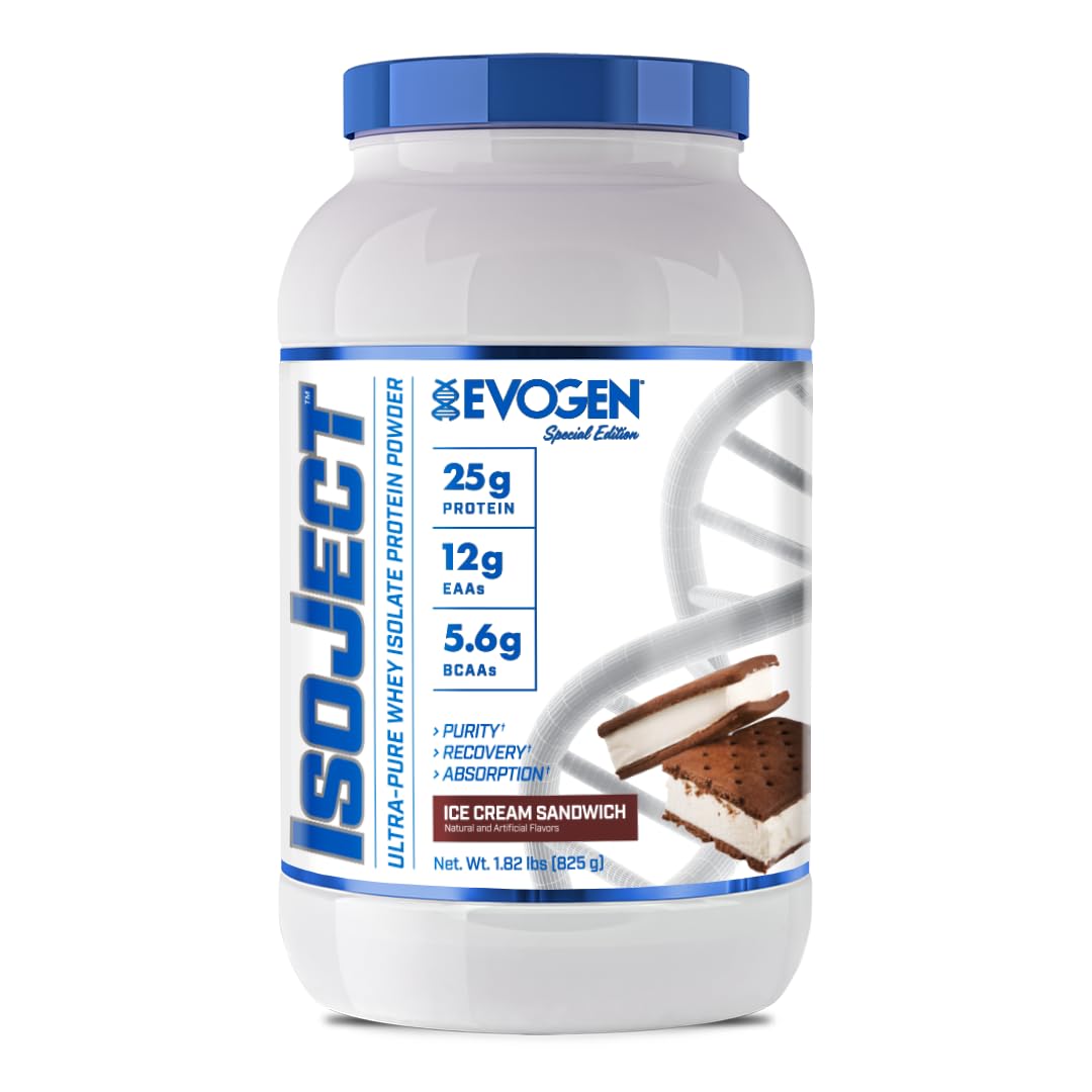 Evogen Isoject whey isolate bottle highlights pure protein for clean muscle support