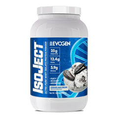 Evogen Isoject whey isolate tub; ultra-pure protein for quick absorption and smooth mix