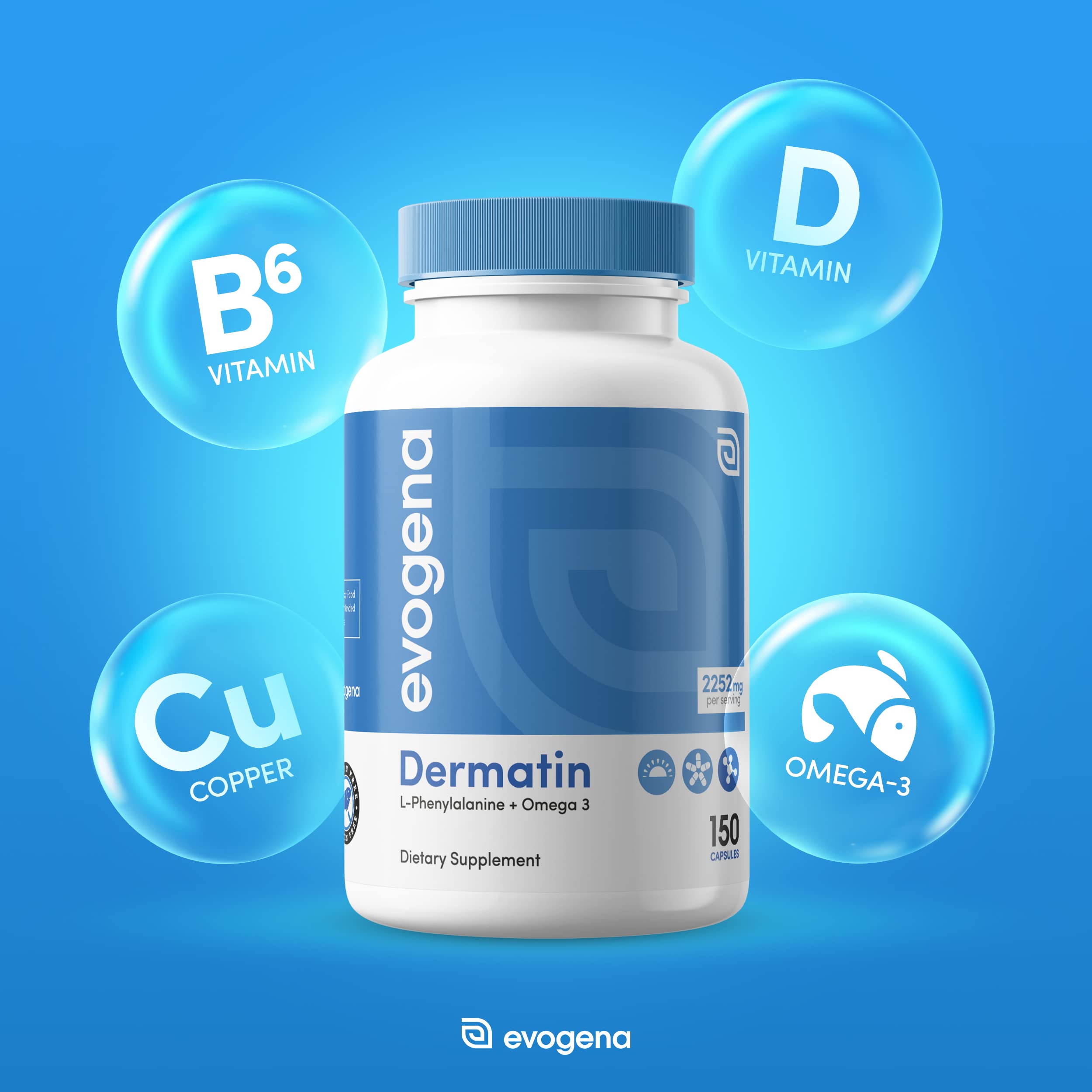 Evogena Dermatin Omega-3 capsules close-up for skin barrier support