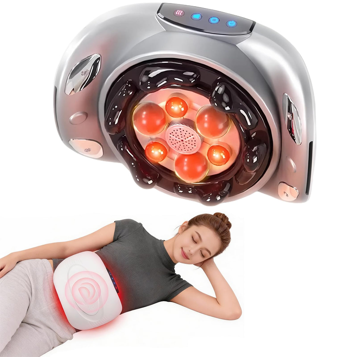 EvokeJoy Abdominal Massager Belt front view with dual discs for soothing kneading