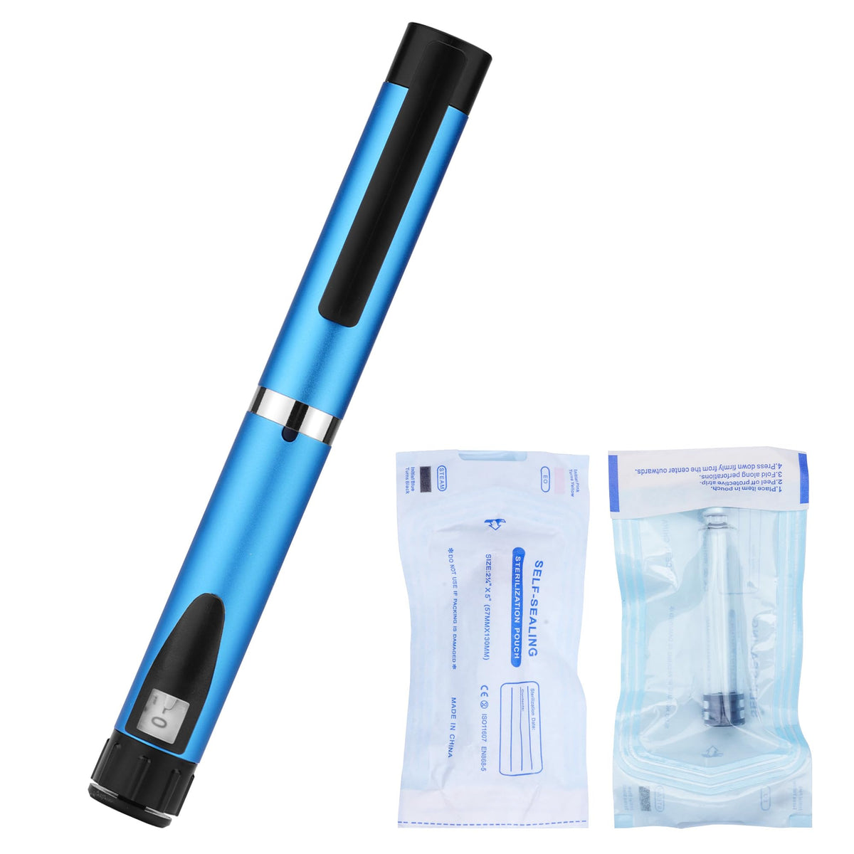 EvoLabTech 60-unit pen injector with precise dosing in a blue ergonomic design.