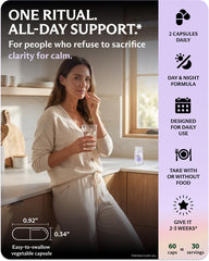 Evolance L-Theanine capsules promoting calm daytime focus.