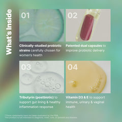 Morning routine with Evvy probiotic capsule as part of daily wellness.