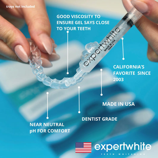 Dentist-grade tray whitening by Expertwhite for even enamel-friendly coverage.