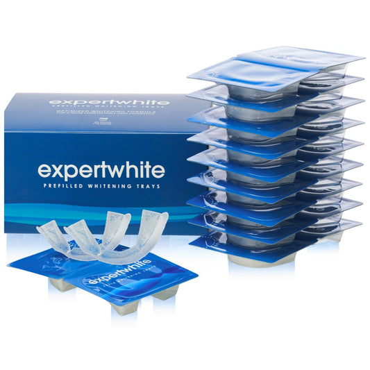 ExpertWhite Max Glow Trays pack ready for at-home whitening convenience.