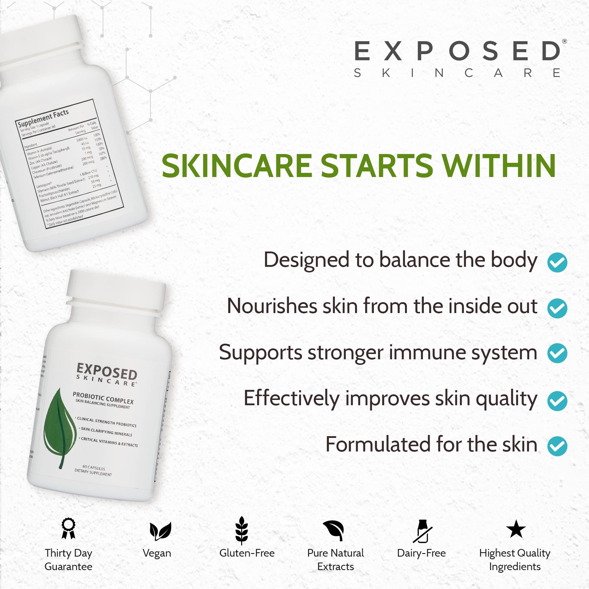 exposed skin care probiotic usa-made stamp signals domestic quality and trusted ingredients
