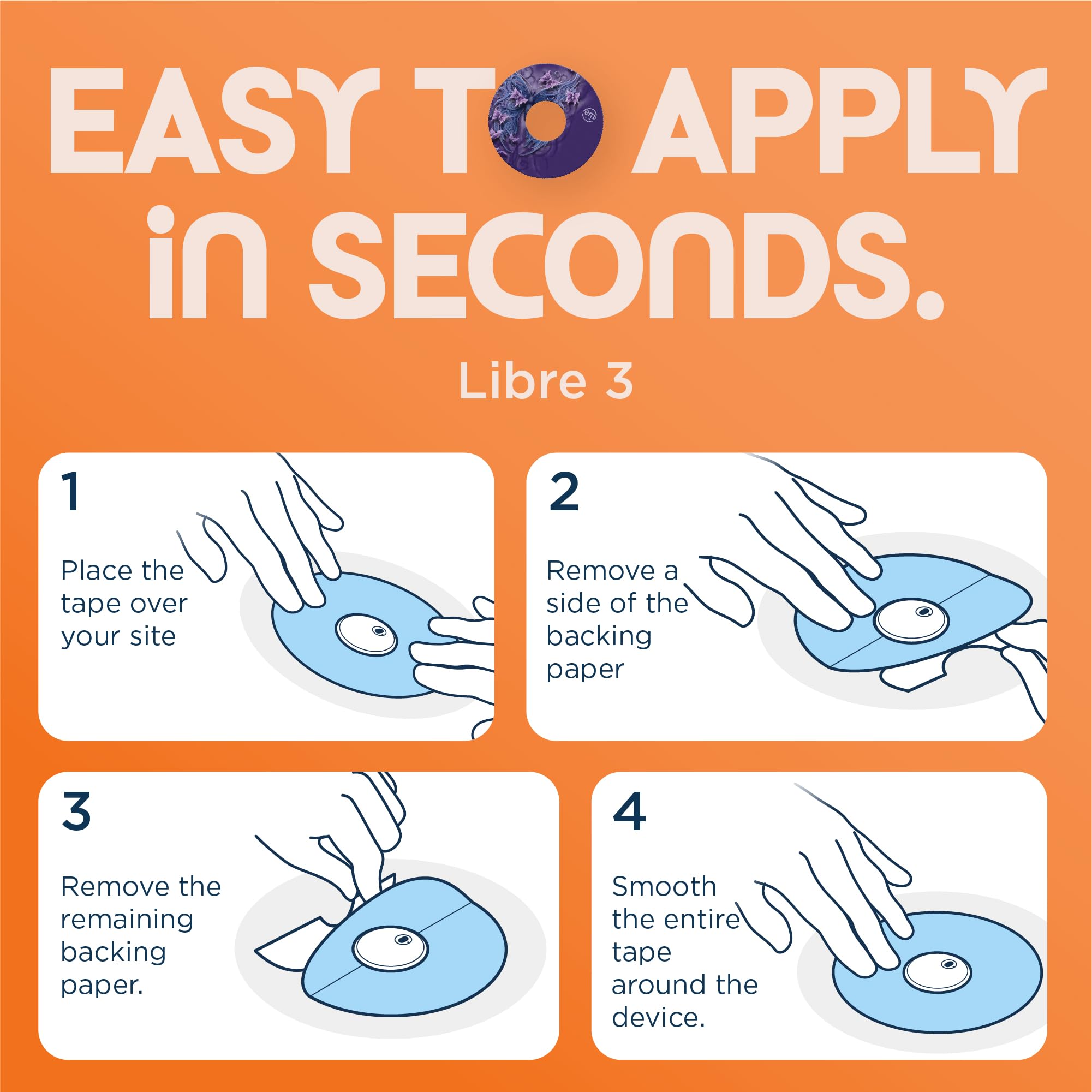 ExpressionMed patch pack includes five tapes for Libre 3 device wear
