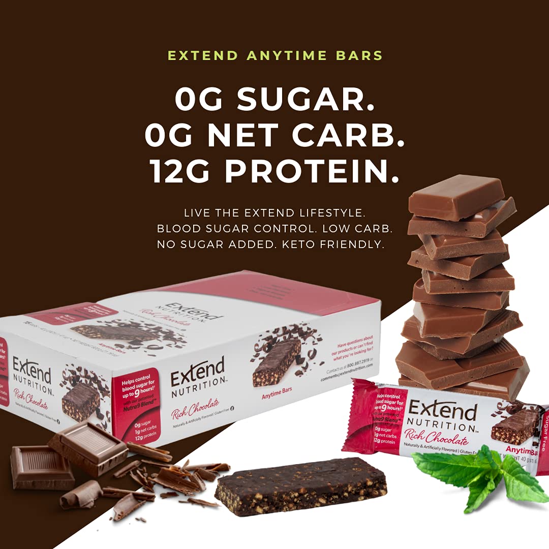 Extend Bar high protein bar nutrition label — low carb, keto friendly.
