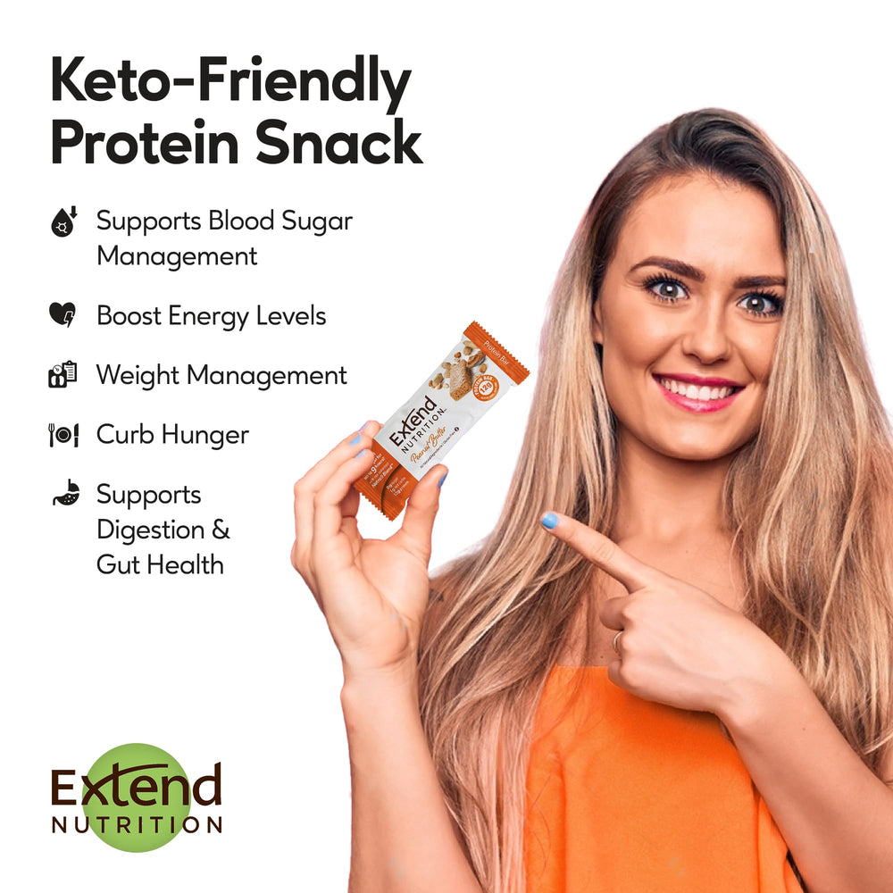 Cross-section view of Extend Bar Peanut Butter Sugar-Free Protein Bar showing texture